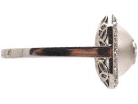 Art Deco French Platinum, Frosted Rock Crystal & Diamond Ring