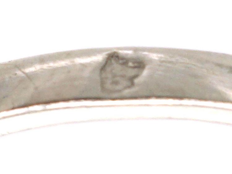 Art Deco French Platinum, Frosted Rock Crystal & Diamond Ring