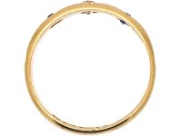 Victorian 18ct Gold Three Stone Sapphire & Diamond Gypsy Ring