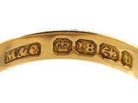 Victorian 18ct Gold Three Stone Sapphire & Diamond Gypsy Ring