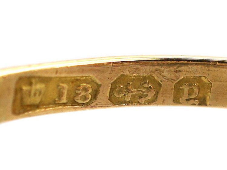 Victorian 18ct Gold Three Stone Ruby & Diamond Oval Cluster Ring