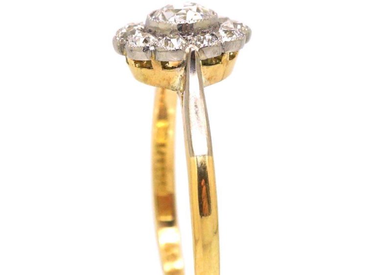 Edwardian 18ct Gold & Platinum Diamond Cluster Ring