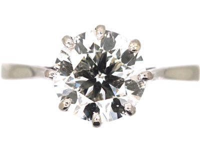 Early 20th Century Platinum Solitaire Ring set with a 1.55 Carat Diamond