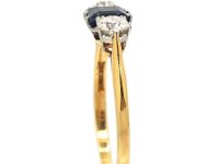 Edwardian 18ct Gold & Platinum Sapphire & Diamond Three Stone Ring
