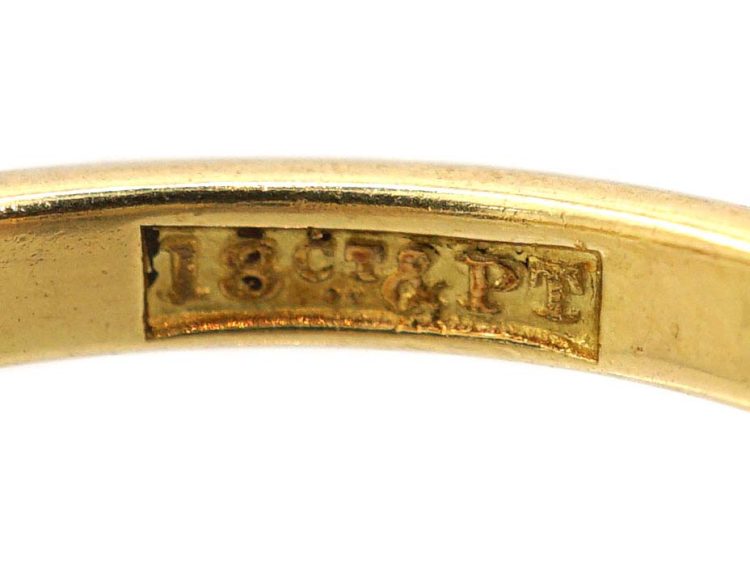 Edwardian 18ct Gold & Platinum Three Stone Sapphire & Diamond Ring