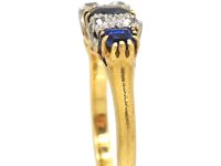 Edwardian 18ct Gold & Platinum Three Stone Sapphire & Diamond Ring
