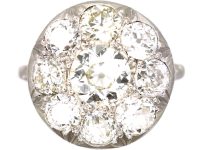 Early 20th Century French Platinum Diamond Cluster Ring