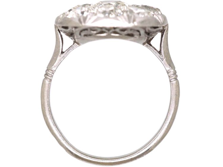 Early 20th Century French Platinum Diamond Cluster Ring