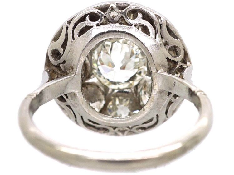 Early 20th Century French Platinum Diamond Cluster Ring