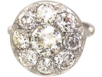 Early 20th Century French Platinum Diamond Cluster Ring