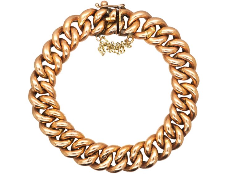Edwardian 14ct Gold Curb Bracelet