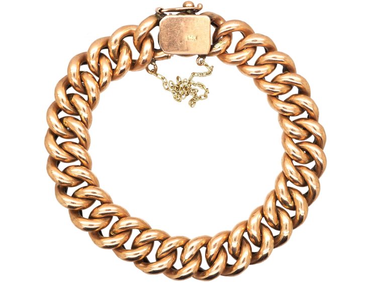 Edwardian 14ct Gold Curb Bracelet