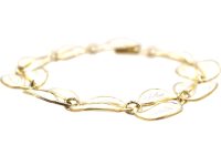 Silver Gilt White Enamel Double Leaf Bracelet by Willy Winnaess for David Andersen