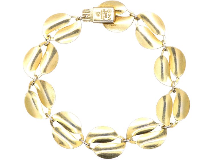 Silver Gilt White Enamel Double Leaf Bracelet by Willy Winnaess for David Andersen