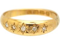 Victorian 18ct Gold Five Stone Diamond Gypsy Ring
