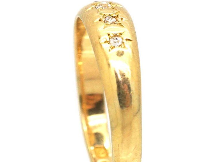 Victorian 18ct Gold Five Stone Diamond Gypsy Ring