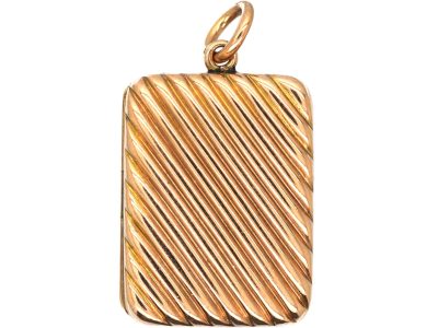 Edwardian 9ct Gold Rectangular Striped Locket