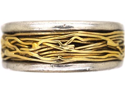 Vintage Swedish Silver & 18ct Gold Ring
