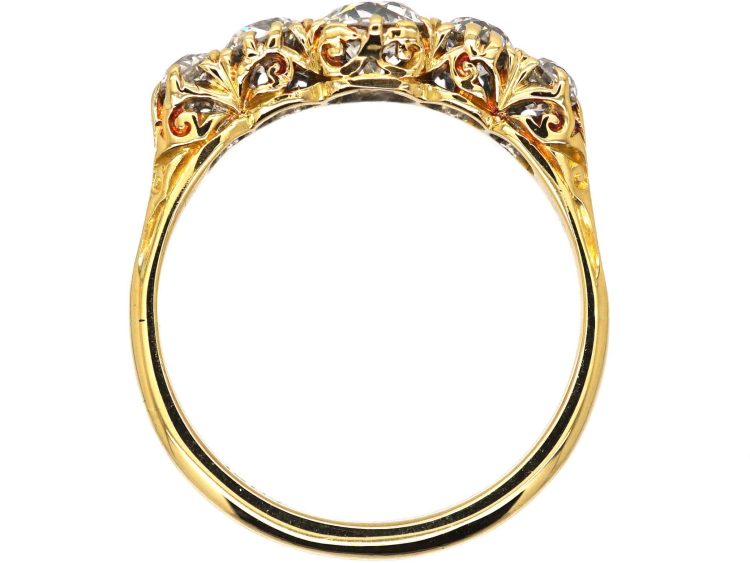 Edwardian 18ct Gold Five Stone Transition Cut Diamond Ring