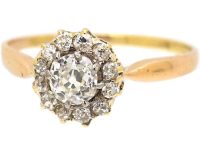Edwardian 18ct Gold & Platinum Diamond Daisy Cluster Ring