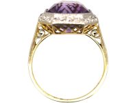 Art Deco 18ct Gold & Platinum Amethyst & Diamond Octagonal Ring
