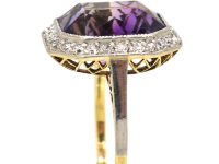 Art Deco 18ct Gold & Platinum Amethyst & Diamond Octagonal Ring