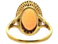 Edwardian 18ct Gold Opal & Diamond Oval Cluster Ring