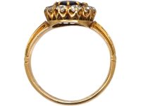Edwardian 18ct Gold Sapphire & Diamond Oval Cluster Ring