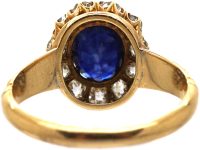 Edwardian 18ct Gold Sapphire & Diamond Oval Cluster Ring