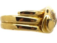 Victorian 18ct Gold Double Snake Ring set with Diamonds with Rose Diamond & Ruby Eyes