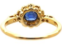 Edwardian 18ct Gold & Platinum Sapphire & Diamond Oval Cluster Ring