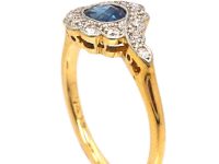 Edwardian 18ct Gold & Platinum Sapphire & Diamond Oval Cluster Ring