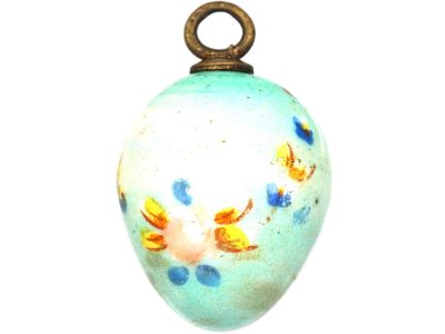 Edwardian Duck Egg Blue Egg with Flowers Motif