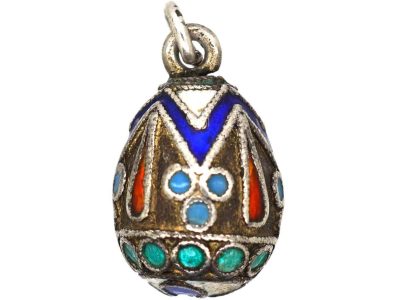 Early 20th Century Silver & Enamel Egg Pendant