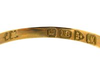 Edwardian 18ct Gold, Sapphire & Diamond Cluster Ring with Ornate Shoulders