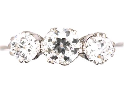 Early 20th Century 18ct White Gold & Platinum Three Stone Diamond Ring