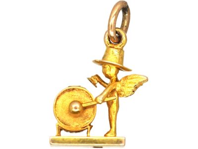 Edwardian 9ct Gold Charm of an Angelic Drummer