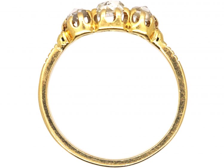 Victorian 18ct Gold Three Stone Rose Diamond Ring