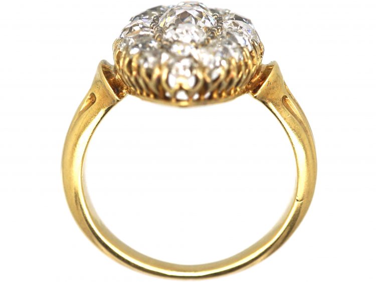Victorian 18ct Gold Navette Shaped Ring set with Old Mine Cut Diamonds