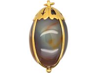 Victorian 18ct Golds & Agate Pendant with Heart & Arrow Motif