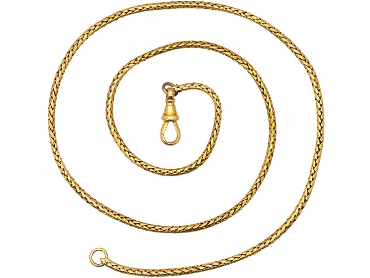 Victorian 18ct Gold Woven Snake Chain with Dog Clip Clasp