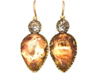 Georgian Gold, Foiled Citrine & Rock Crystal Drop Earrings