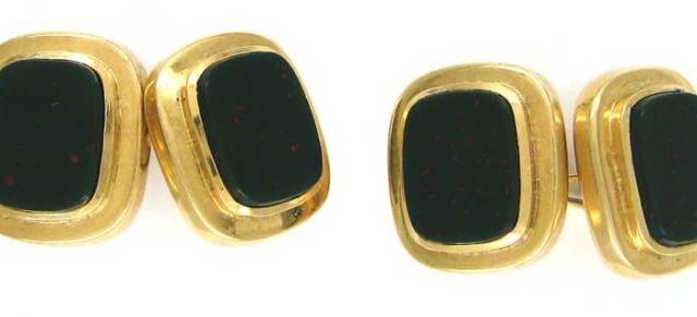 Large 14ct Gold & Bloodstone Cufflinks