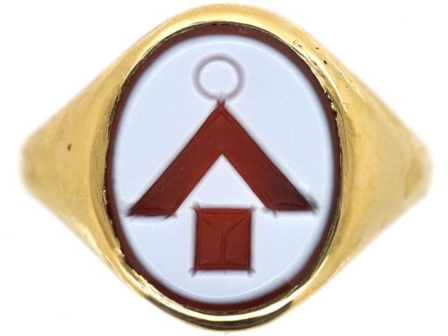 14ct Gold Signet Ring with Carnelian Masonic Intaglio