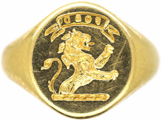18ct Gold Signet Ring of a Lion Rampant