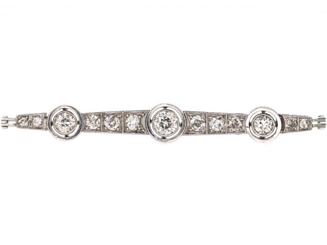 Art Deco 18ct White Gold Three Stone Diamond Bracelet