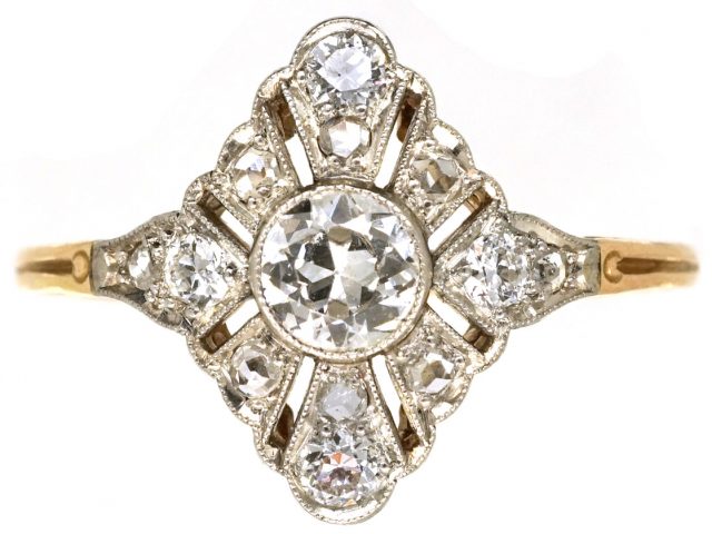 Art Deco Diamond Shaped Diamond Set Ring