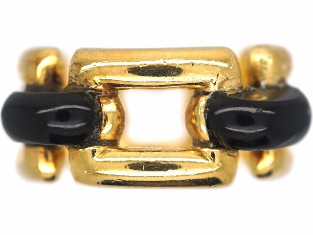 French 18ct Gold & Onyx Ring by Mauboussin