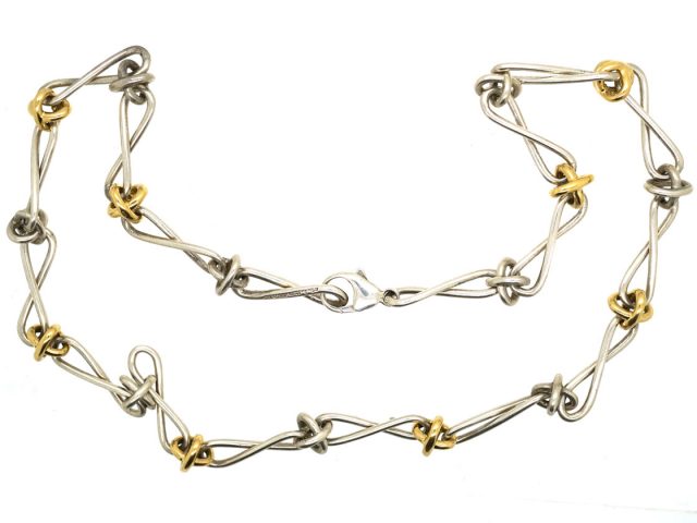 Tiffany Silver & Gold Knot Necklace By Paloma Picasso