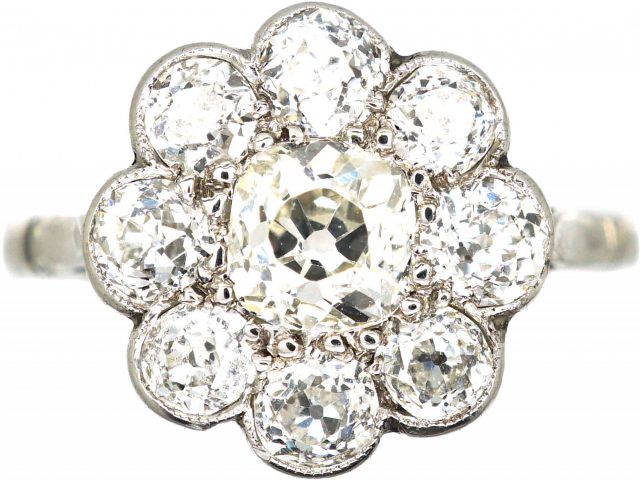 Art Deco Platinum, Diamond Cluster Ring